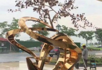 樱花雕塑生产，街头艺术，不锈钢樱花雕塑厂