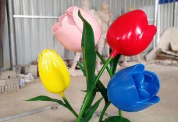 郁金香雕塑展品，公园小品，不锈钢郁金香雕塑生产商