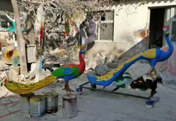 彩绘孔雀雕塑观赏型，广场系列，仿真孔雀雕塑优选