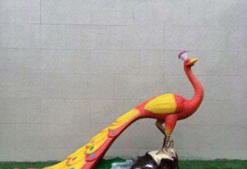 门口彩绘孔雀雕塑点击，地标摆件，仿真孔雀雕塑厂家