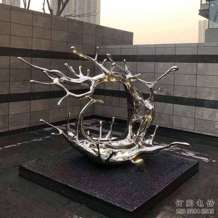 庭院海浪雕塑,镀金欧式雕塑,镜面形式 庭院海浪雕塑,镀金欧式雕塑,镜面形式