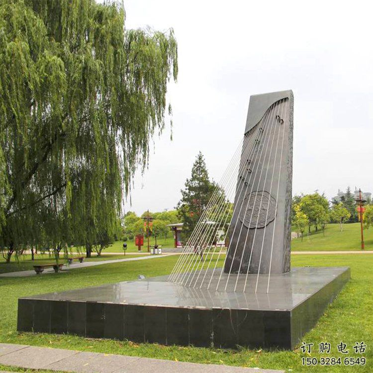 弹古筝雕塑定价，村标概念，公园雕塑景观选用