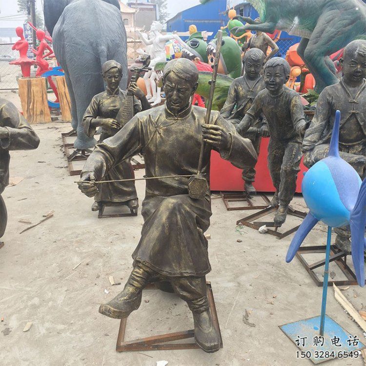 弹古筝雕塑供求，露天雕塑，民俗人物雕塑制作