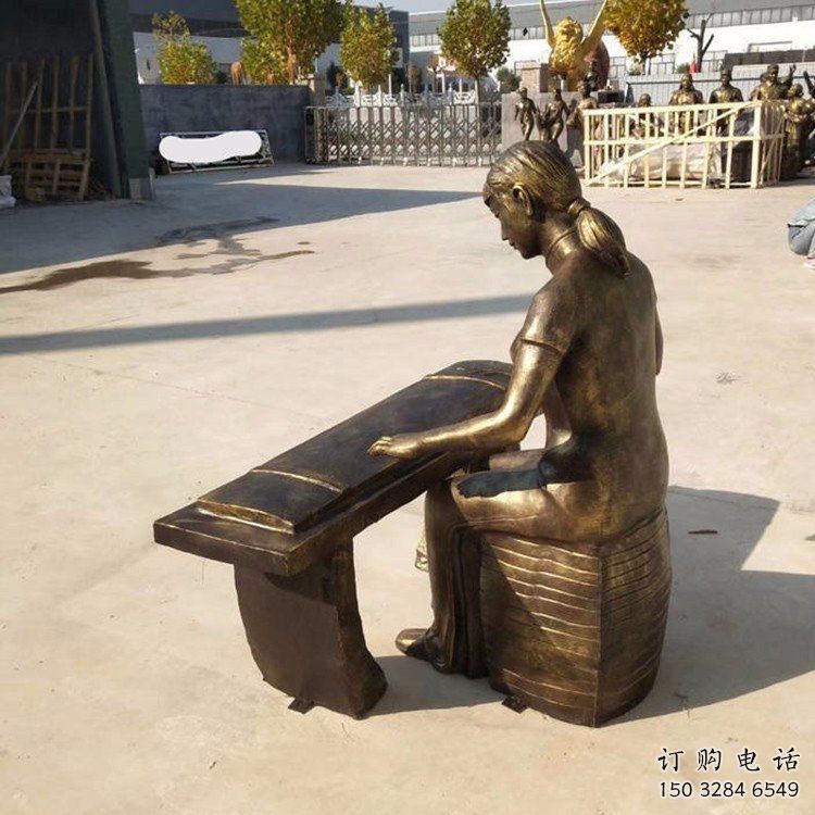 弹古筝雕塑精选，街道标识，民俗人物雕塑工程指用