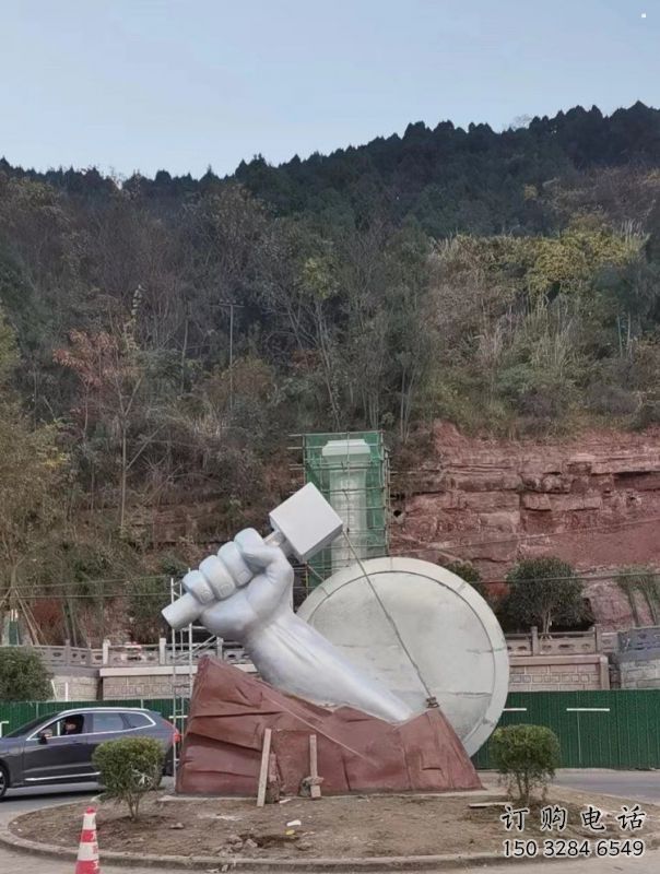 拳头雕塑供求，中式工艺，不锈钢拳头雕塑厂家