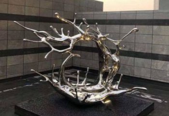 庭院海浪雕塑，镀金欧式雕塑，镜面形式