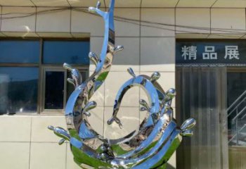艺术景观美陈雕塑，不锈钢海浪雕塑厂家，抛光工艺