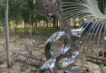 浪花雕塑制造，美陈雕塑，镜面浪花天壶雕塑展品