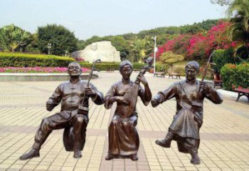 拉二胡雕塑承接，校园雕塑，民俗人物雕塑定制