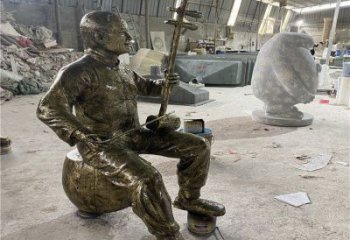 拉二胡雕塑预定，小区摆件，民俗人物雕塑主题精品