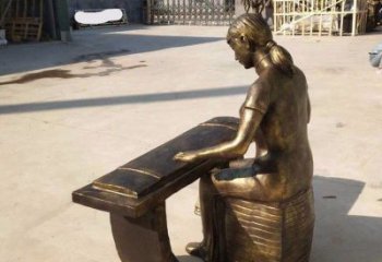 弹古筝雕塑精选，街道标识，民俗人物雕塑工程指用