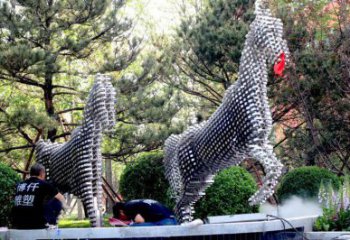 方块马雕塑定制，露天雕塑，不锈钢方块马雕塑展品