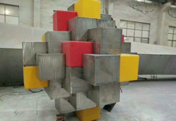 立方体雕塑批发，标识雕塑，镂空立方体雕塑优选厂家