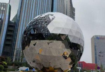 镜面球雕塑厂家，美陈雕塑，不锈钢球雕塑生产商