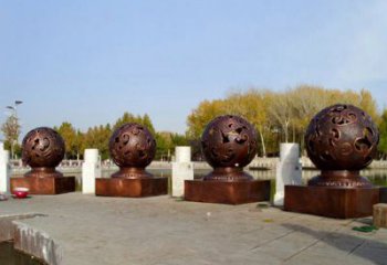 镂空球雕塑承接，村标概念，地产烤漆镂空球雕塑厂家