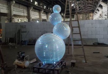 灯光球雕塑定做，标识雕塑，不锈钢灯光球雕塑选定