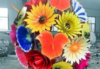 花球雕塑厂家，花园小品，烤漆不锈钢花球雕塑优选