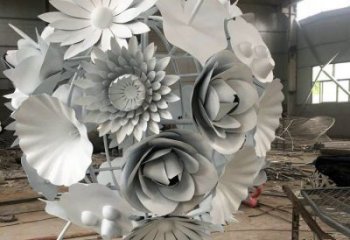 花球雕塑厂家，小区摆件，不锈钢花球雕塑订做