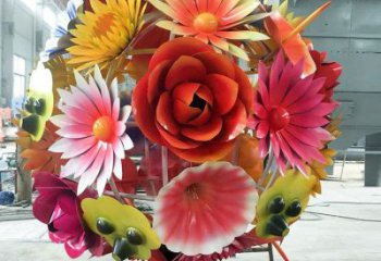 花球雕塑厂家，美陈雕塑，不锈钢花球雕塑定制