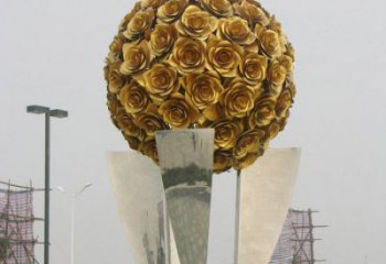 花球雕塑精选，市标雕塑，不锈钢花球雕塑厂家