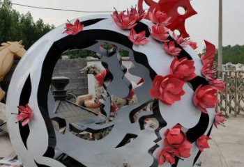 镂空花球雕塑定价，广场雕塑，不锈钢花球雕塑厂家