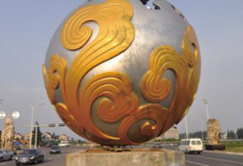 花纹球雕塑厂，景观雕塑，不锈钢花纹球雕塑制作承接