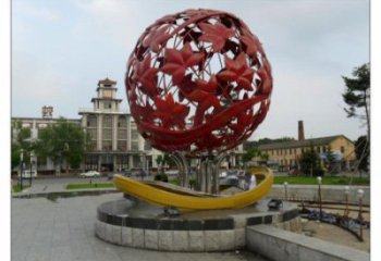 花纹球雕塑承接，街道标识，不锈钢花纹球雕塑供应