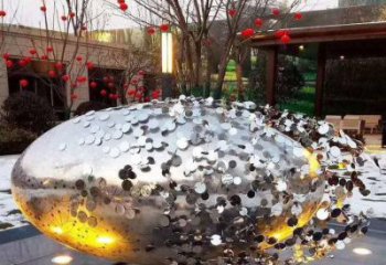 花纹球雕塑精选，陆地摆件，不锈钢花纹球雕塑展品