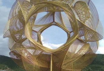 镂空绣球雕塑预定，彩钢制作，不锈钢绣球雕塑制作