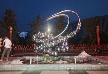 原子球雕塑选用，彩钢制作，不锈钢原子球雕塑制造商