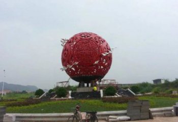 圆球雕塑厂家，广场雕塑，烤漆圆球雕塑订做