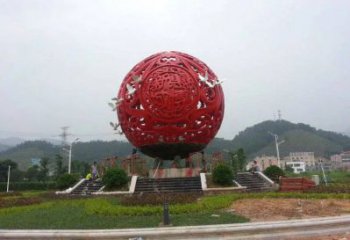 圆球雕塑订做，街道标识，烤漆圆球雕塑定做