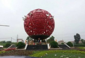 圆球雕塑服务商，街道标识，景观烤漆圆球雕塑定制