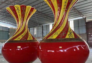 花瓶雕塑观赏型，公园小品，景观玻璃钢花瓶雕塑常用