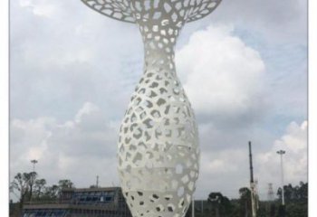 花瓶雕塑制作，城市装饰，不锈钢镂空花瓶雕塑标准