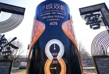 小区酒瓶雕塑，拉丝景观雕塑，抽象效果