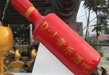 酒瓶雕塑批发，水景雕塑，抽象流水酒瓶雕塑定价