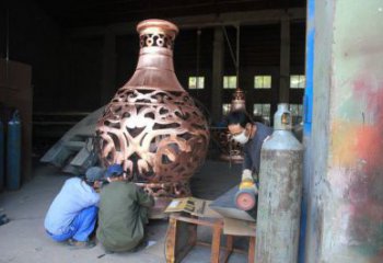 铜花瓶雕塑定做，广场雕塑，室外铜花瓶雕塑提供