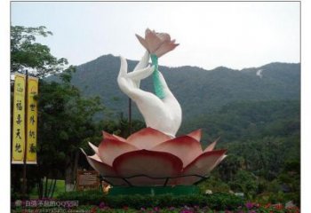 手拈花雕塑，街头艺术，不锈钢手拈花雕塑展品