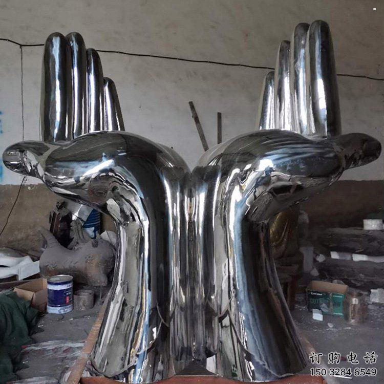 双手雕塑厂家,酒店摆件,镜面不锈钢双手雕塑订做 双手雕塑厂家,酒店摆件,镜面不锈钢双手雕塑订做