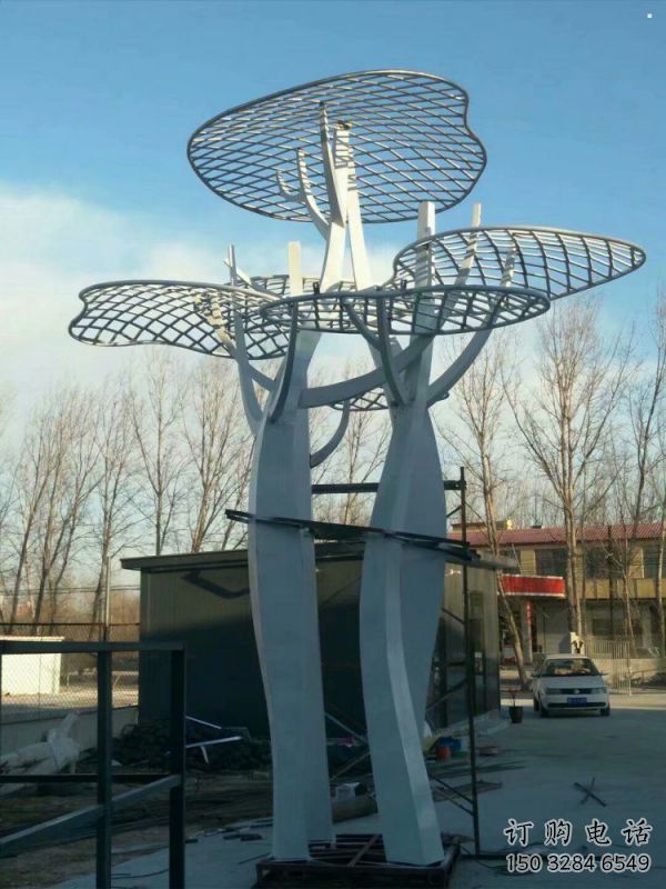 蘑菇树雕塑定价，街头雕塑，镂空蘑菇树雕塑制作厂家