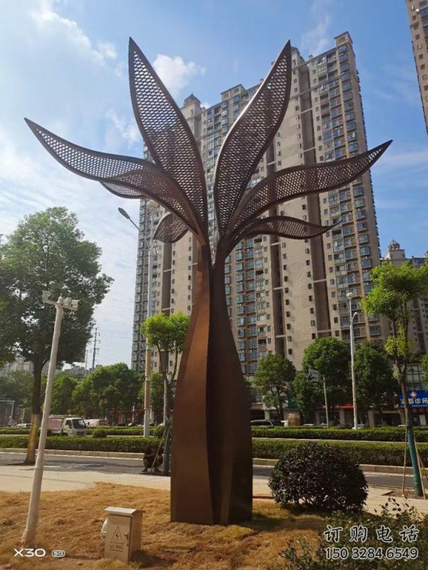 仿真树叶雕塑，校园雕塑，彩绘仿真树叶雕塑厂家