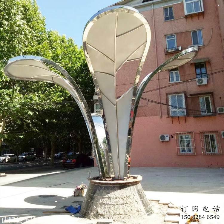 镜面树叶雕塑，园林装饰，不锈钢镜面树叶雕塑承接