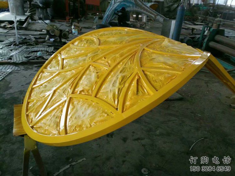树叶雕塑承接，街道标识，彩绘烤漆树叶雕塑厂家