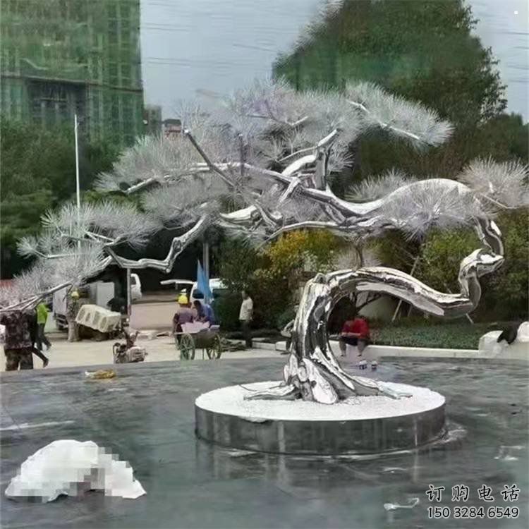 松树雕塑制造商，美陈雕塑，不锈钢松树雕塑厂家