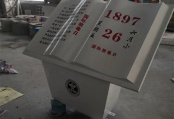 现代书籍雕塑承接，欧式风格，校园玻璃钢书籍雕塑制作