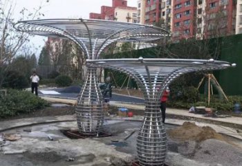 制造遮阳树雕塑厂家，地标摆件，镂空遮阳树雕塑订做