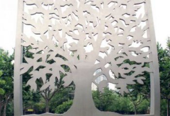 镂空树雕塑定价，街头雕塑，烤漆镂空剪纸树雕塑厂家