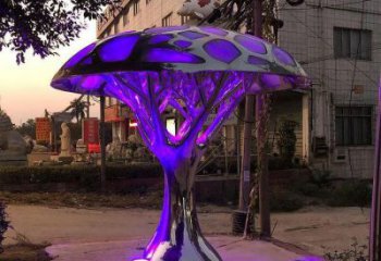 灯光树雕塑精品，景观雕塑，不锈钢灯光蘑菇树雕塑生产商