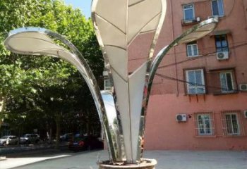 镜面树叶雕塑，园林装饰，不锈钢镜面树叶雕塑承接